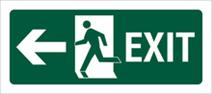 Running Man pictogram & LH arrow escape route sign